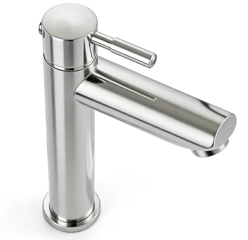 Behogan Kaltwasserhahn Gäste WC: 304 Edelstahl Kaltwasser Wasserhahn Bad, G3/8 G1/2 Einhebel Waschbecken Armaturen, langlebiger Einbau für Badezimmer und Gäste WC, für Gesichtspflege Waschbecken