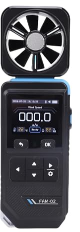 Jiawu Anemometro Digitale Professionale con Ventola per Misurare la velocità del e la Temperatura in Vari Ambienti - Anemometro Portatile con Display a Colori per la Ventola Dell'ufficio [1 articolo]