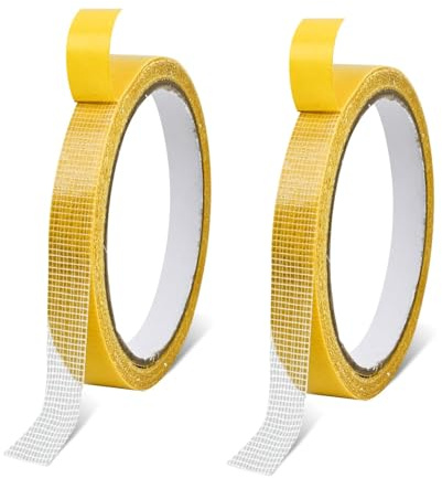 DIPZO Cinta Adhesiva de Tela Doble Cara 1cm x 10m x 2 Rollos, Para Ropa, Cortinas y Alfombras, Adhesión Fuerte, Sin Residuos