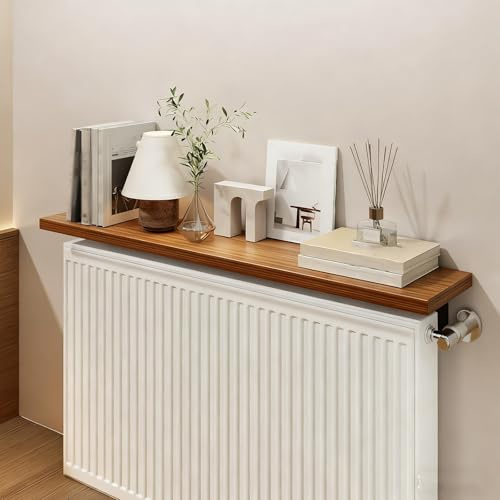 WTJDCCY Tablette de Radiateur, Isolation Thermique, Étagère Murale Bois La Poussière et La Fumée, Cache Radiateur pour Les Bureaux à Domicile(Brown,100x20cm/39x8in)