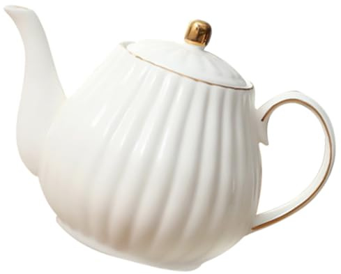 Veemoon Théière en Porcelaine Européenne Blanche Poignée Bouilloire à Thé de L’Après-Midi en Céramique Service de Café et Thé Décoratif Résistance à la Chaleur Usage Quotidien 1