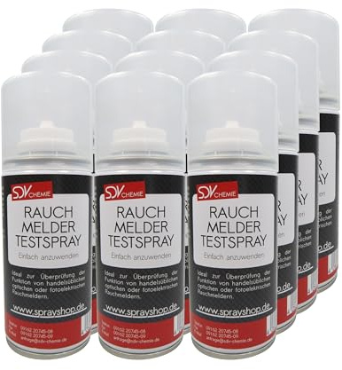 SDV Chemie Rauchmelder Testspray 12x 150ml Prüfspray | Tester für optische Rauchmelder, Für fotoelektrische Rauchmelder