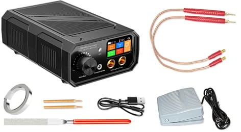 Zkydhbd Soldador de punto de pulsos dobles de gran potencia con control automático y manual, incluyendo pedal de pie para soldadura precisa de hojas, soldador de punto de batería