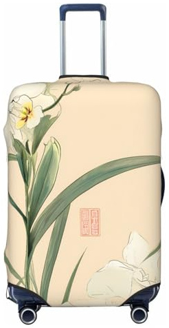 XHMKGGYBZ Patterned Vase Collection - Funda elástica para maleta, 4 tamaños, resistente a los arañazos y a las manchas, funda de equipaje lavable, Pintura oriental de narciso, Large