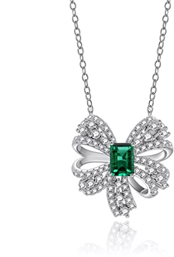 silverhalsband solid 925 sterling smaragd moissanite ädelstenshänge halsband