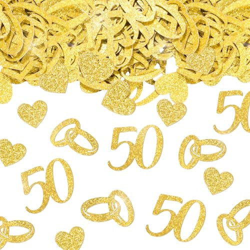 COMOOKA Streudeko Goldene Hochzeit Deko Konfetti Goldene Hochzeit Tischdeko