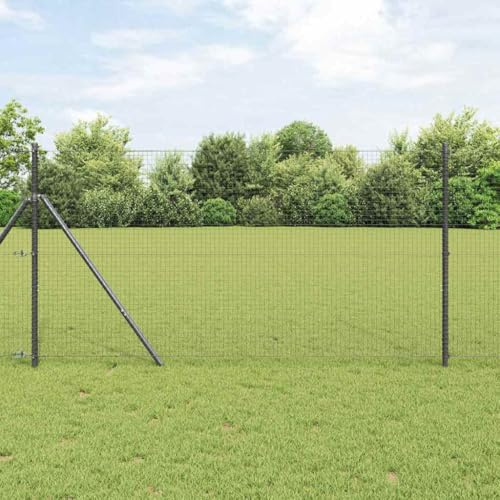 Clôture en fil soudé gris 1,4 x 10 m avec panneaux de jardin robustes pour extérieur, treillis extensible pour terrasse, protection sécurisée et design moderne