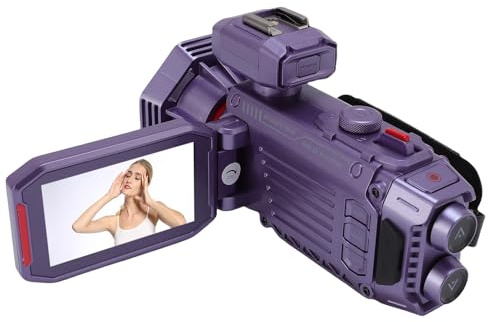 Jectse Caméra Vidéo 4K, Caméscope Numérique avec WiFi, Zoom 50X, Mise au Point Automatique, écran HD de 3 Pouces pour L'enregistrement de la Vie Quotidienne (Violet)