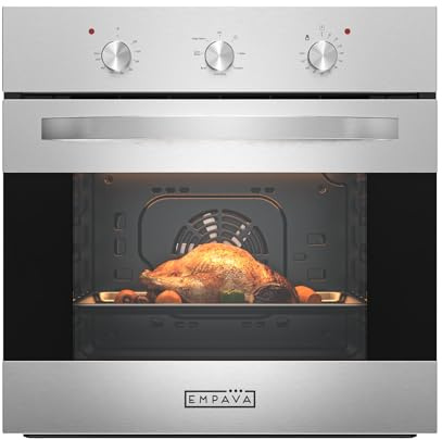 Empava 24 Electric Single Wall Oven with 6 Cooking Functions Mechanical Knobs Control in Stainless Steel
