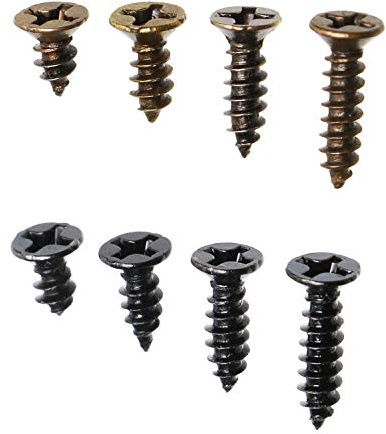 Mini Skater 200PCS Small Cross Flat Head Tapping Wood Screws with Oxide and Wax 4 Size Screws Assortment Kit (Black&Bronze,200pcs)