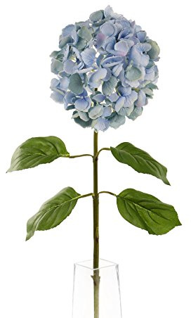 Floral Elegance Artificial 87cm Single Stem Blue Mophead Hydrangea Flowers x 12