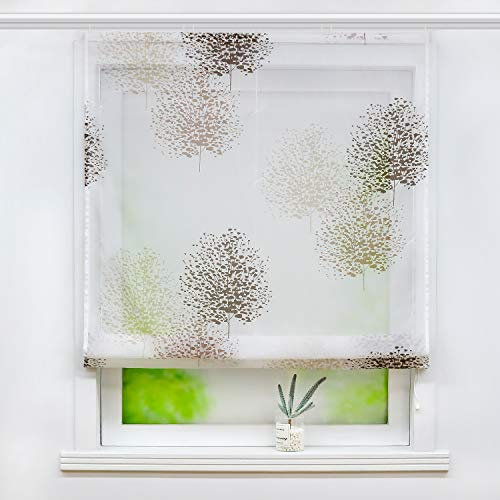 Joyswahl Voile Raffrollo mit Baummotiv Druck transparente Raffgardine mit Klettschiene »Theresia« Schals Fenster Gardine BxH 80x140cm 1 Stück