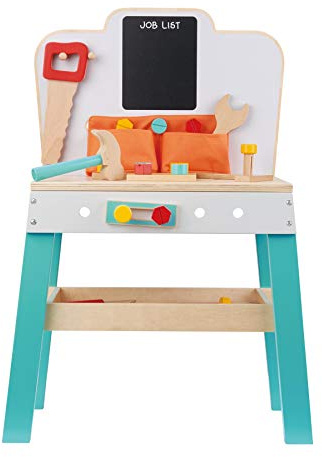 Lelin Banco de Trabajo de Madera de Madera, 34 Piezas, para niños, estación de Trabajo, Herramienta de Bricolaje para niños a Partir de 3 años.