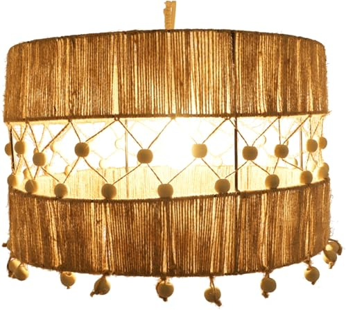 Deckenlampe aus Juteschnur, handgefertigte Leuchte, Bali, Modell Linea | Naturfarbenes Design, ideal für Wohnräume, nachhaltige Materialien, einzigartiges Handwerk