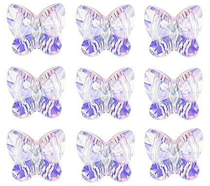 60pcs AB Butterfly Crystal Beads - LONGWIN 10mm Vertical Hole Adabele Austrian Butterfly Glass Pendants Beads Charms for DIY Project Earring, Necklaces, Bracelets, Jewelry Making