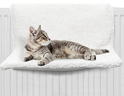 FurDreams Letto per radiatore per gatti, stile amaca, lettino per animali domestici, riscaldato, calmante e soffice, per piccoli animali, telaio in acciaio resistente per termosifone da parete,