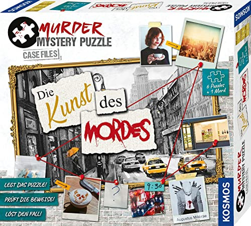 KOSMOS ‎682187 Murder Mystery Puzzle Case Files Die Kunst des Mordes, Erlebnispuzzle, Puzzle Meets Crime, alleine oder im Team, ab 16 Jahren, mehrere Puzzles, zahlreiche Beweisstücke, Krimi Spiel