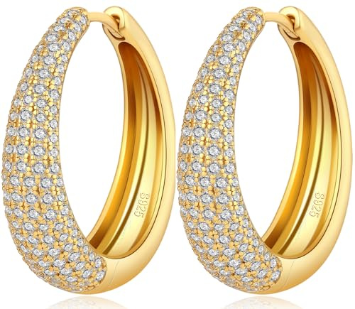 jiamiaoi Weißgold plattiert Große Creolen Silber 925 Damen Ohrringe Creolen Groß Silber Gross Kreolen Kreis Ohrringe Silber Ohrringe Hängend Creolen Runden/Oval Größe 15MM-40MM