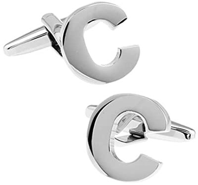 Stfery Cufflinks for Men England, Manschettenknöpfe Buchstaben Silber Versilbert Buchstabe C Anzug Accessoires Schmuck Geschenk