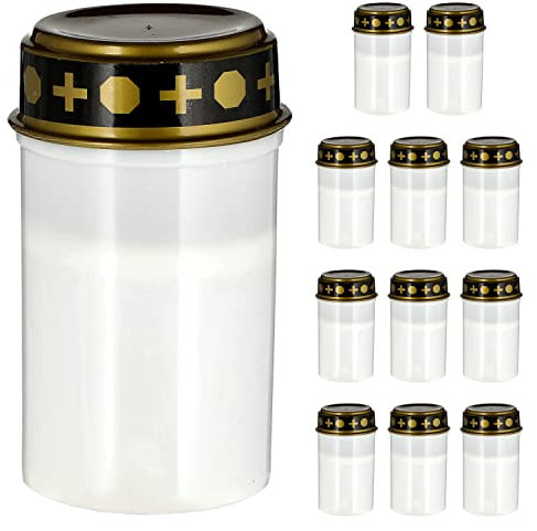 Cepewa Set di 12 luci a LED con tremolio di candela, funzionamento a batteria, 12 cm, colore bianco, 12 cm