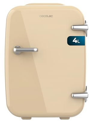 Cecotec Mini Nevera Bolero MiniCooling 4L Habana Cream, Funcionamiento 12V-220V, Compatible coche y caravanas, Función enfriamiento y calentamiento, Rango temperatura 5-65º, Transporte fácil