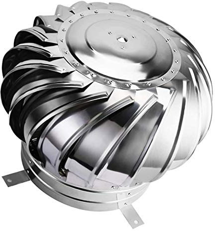 BOHHO Wind Chimney Exhaust Hood Stainless Steel Steady Hood Typhoon Roof Ventilator Rainproof Roof Replacement Balloon Air Outlet, 300mm