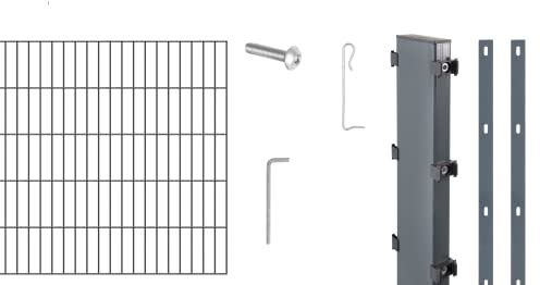 Alberts 665333 Zaungabionen Step² | verschiedene Längen und Höhen | zum Einbetonieren | anthrazit | Mattenbreite 200 cm | Höhe 100 cm | Länge 10 m