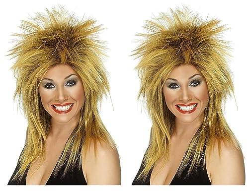 Smiffy's Two Tone Rock Diva Wig (Ginger/Black) (Pack of 2)