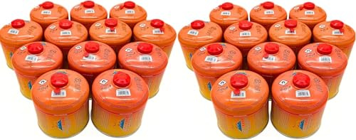 SMH LINE® 24x 500g Butan Schraubkartusche Universalgewinde 7/16 Gaskartuschen Ventilkartusche EN 417 Gewinde Ventil Bunsenbrenner Propan Mix Campingkocher Gaskocher Gasheizung Lötbrenner