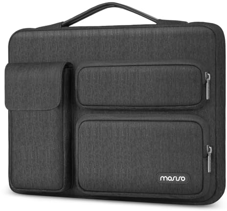MOSISO Housse 360° Ordinateur 13-13,3 Pouces avec Ouverture Latérale | Compatible avec MacBook Air 13/Pro 13/14,Pochette PC Ouvert Latérale avec 2 Surélevées&1 Poche à Rabat,Gris Ardoise