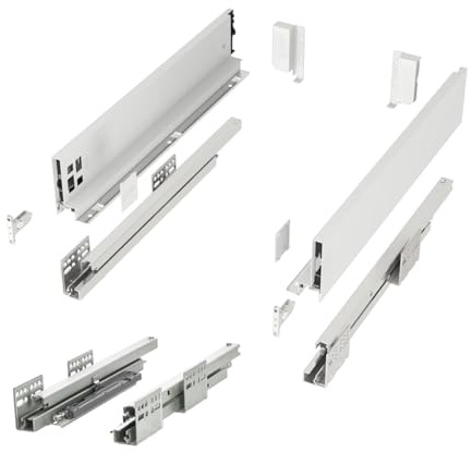 SOTECH Schubladensystem JUNKER SLIM mit Push to Open weiß Höhe 84 mm | Tiefe 550 mm bis 35 Kg belastbar Küchensschubkasten mit 13 mm schlanken Schubladenzargen