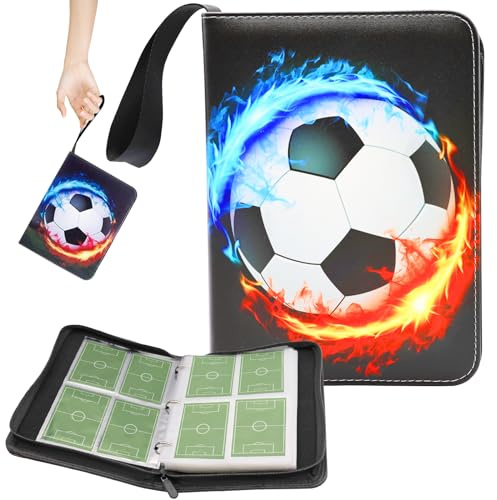 ARONRAVE Fussball Karten Sammelalbum - 4 Taschen Ordner Mit 400 Karten Kapazität für Sport Sammelkarten