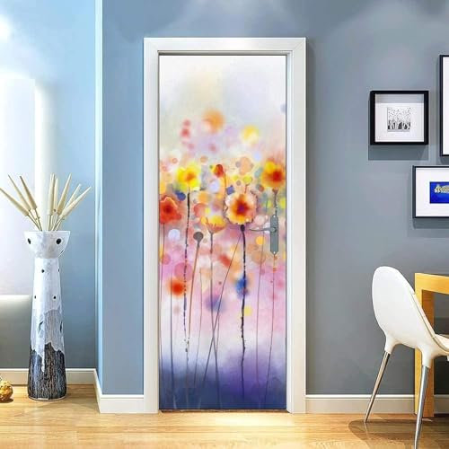 3D Türtapete Selbstklebend Türposter - Bunte Pflanzen Und Blumen 90 X 210 Cm - Türaufkleber Fototapete Abziehen Und Aufkleben Türfolie Poster Tapete - Kinderzimmer Wohnzimmer Küche Schlafzimm -6Y6A3J0