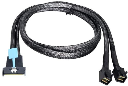 JMT PCIE Gen5 MCIO 8X 8i to 2 MINI SAS HD SFF-8643 Server Cable High-Speed 32GT/s Male to Female Adapter (100cm)