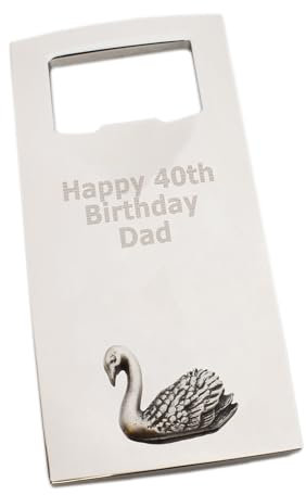 Pewter Swan Bird Design Bottle Opener with Personalised Message on The Front, Presented in a Velvet Pouch