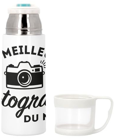 Bouteille thermo en Inox avec Tasse Intégrée - La Meilleure Photographe du Monde Art Photo Artiste - 350ml - Bouteille Isotherme