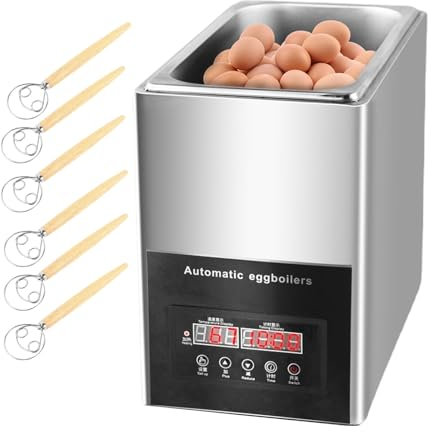 forplubossmmp Hervidor De Huevos Eléctrico con Fuente Termal con Capacidad para 50 Huevos/Máquina Automática para Escalfar Huevos con Tiempo Y Temperatura Ajustables/Máquina para Cocinar Huevos