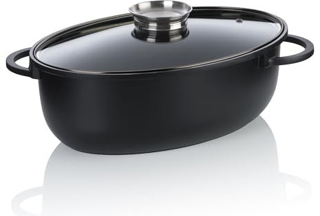 kela Bräter oval 8 Liter ATURA, Dutch Oven, Gussbräter mit Deckel Induktion, Aluguss keramisch beschichtet, PFAS frei