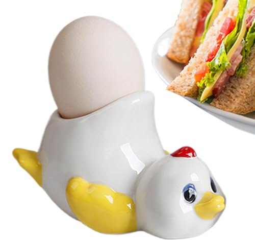 Coquetiers pour œufs durs – Adorable coquetier en céramique en forme de poulet/canard – Présentoir amusant en forme d'animal pour la cuisine