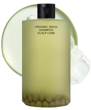 Whamisa Organic Seeds Green Peas Shampoo – Fermentierte postbiotische Formel für Kopfhautpflege, wasserfreie Formel, Spa-inspirierte Pflege mit holzigem Duft (450 ml)