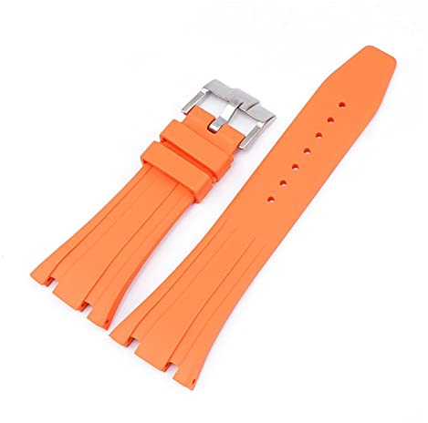 DSHDFJ 26mm Silikonband Compatible With Ap. Schmetterlingsschnalle-Uhr-Uhr-Tarn-Camouflage-Gummi-Armband for Audemars und Piguet 15400/26470/15703(Orange)