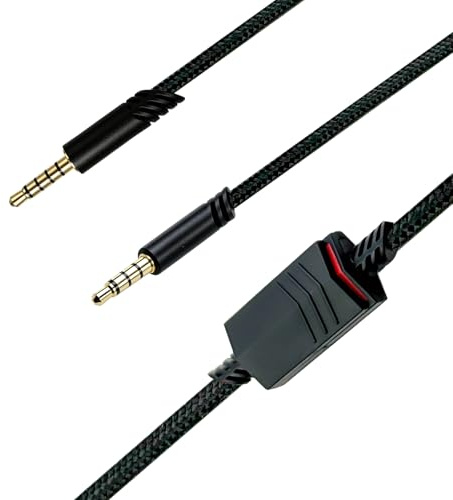 SPTSSWET Ersatzkabel Audiokabel für Astro A40 TR A10 A30 A50 Gaming Headset | 2M Nylon-verstärktes Kabel, Schwarz, für PS4/ PS5/ Xbox Series X/ PC, mit Inline-Mikrofon-Stummschalter