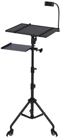 Oreilet Trépied du Stand de Projecteur, Hauteur Réglable 2 étagères Mobile Ordinateur Portable Trépied Stand avec Roues, Chariot Support pour Ordinateur Portable Roulement Portable