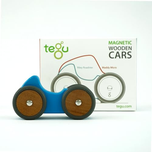 Tegu Renner Riley Roadster 5-teilig Magnetische Holzbausteine Holzset Holzspielzeug Holzauto Bausteine für Kinder