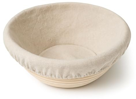 Homiely Bread Proofing Basket, Natural Rattan Sourdough, 9 Round Banneton Basket with Linen Cloth for professional Home Bakers