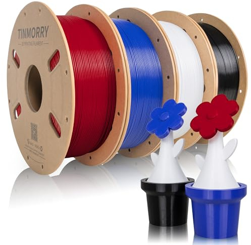 TINMORRY Filament PETG Rapide 1,75 mm, filament imprimante 3D 1 kg X4, 4 couleurs