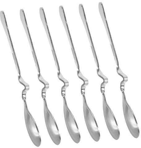 UKCOCO 6 piezas Cucharillas Café Acero Inoxidable Cucharas Pequeñas Curvadas Agitadoras para Espresso Leche Postres con Mango Ergonómico y Diseño Colgante