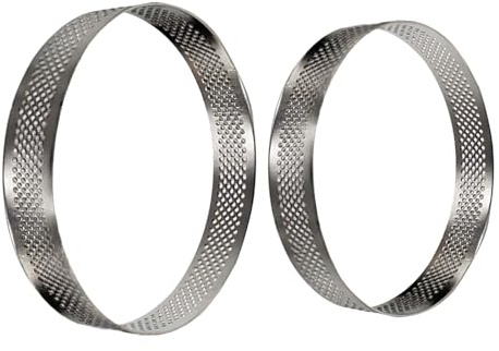FONDOTIN Aros de Acero Inoxidable Perforados para Tartaletas y Mousse Moldes Redondos de 18 CM y 20 CM Resistentes al Calor para Repostería y Postres Profesionales