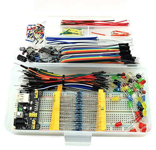 HJ Garden Electronic Component Assorted Kit for Arduino, Raspberry Pi, STM32 etc. 830 Breadboard + Jumper + Power Module + Resistor + Capacitor + LED + Switch (Pack of 458pcs)