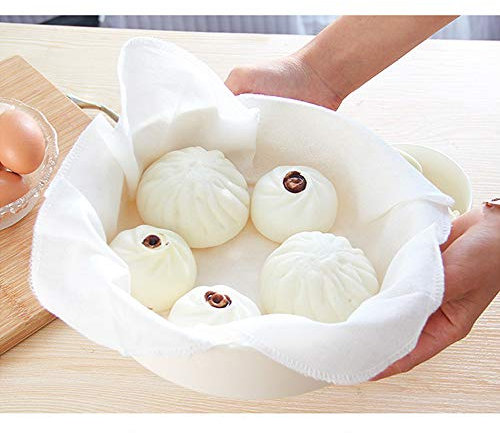 5 Pieces Cotton Steamer Liners 32 CM Breathable Steamer Mesh Mat Square Non Stick Pad Air Fryer Liner Steaming Dumplings/Bread/Buns/Rice Supply, Food Filter Cloth, 12.5 Inch, White